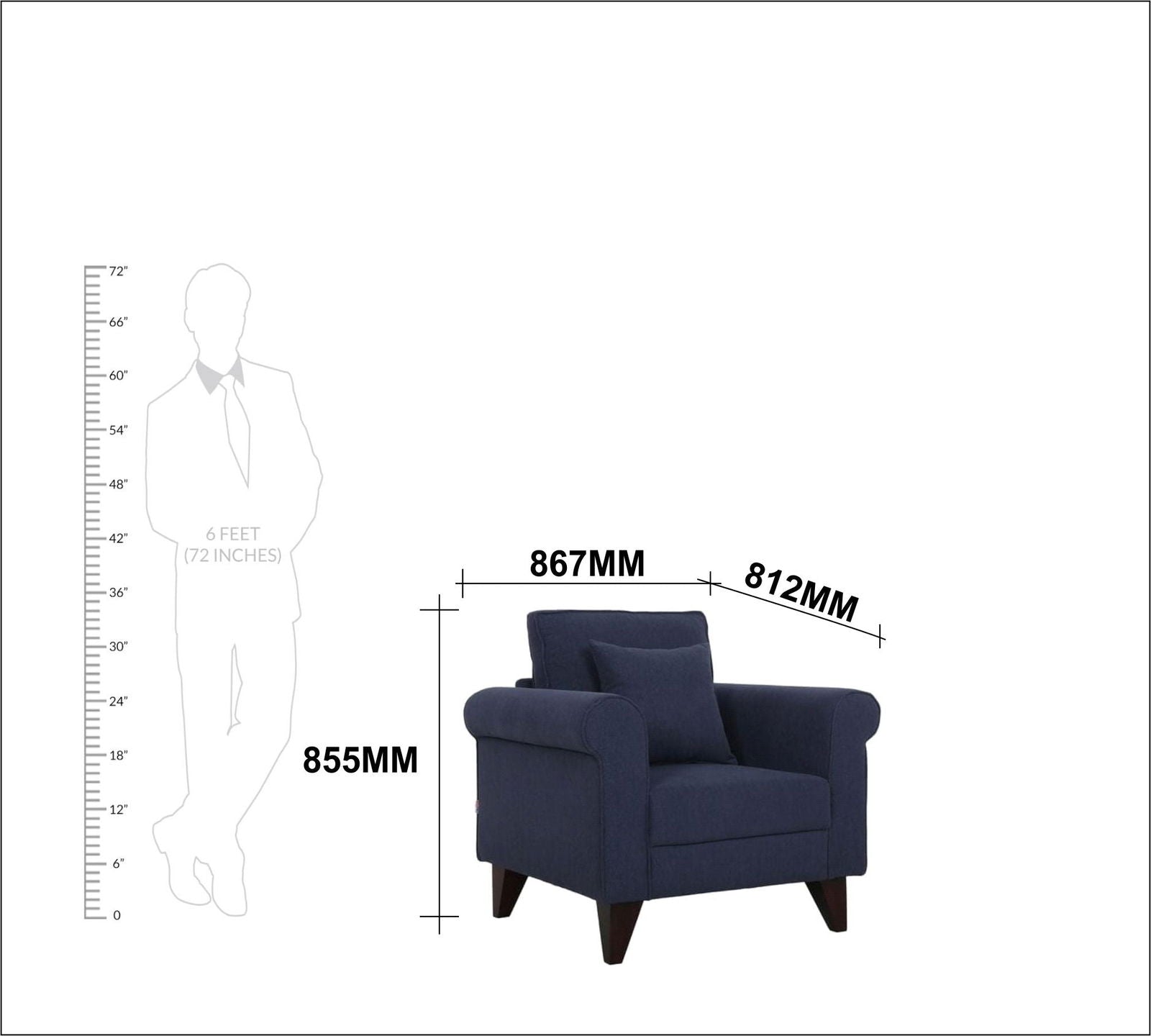 Fully Cushioned Lounge Chair with Cushion for Living Room -