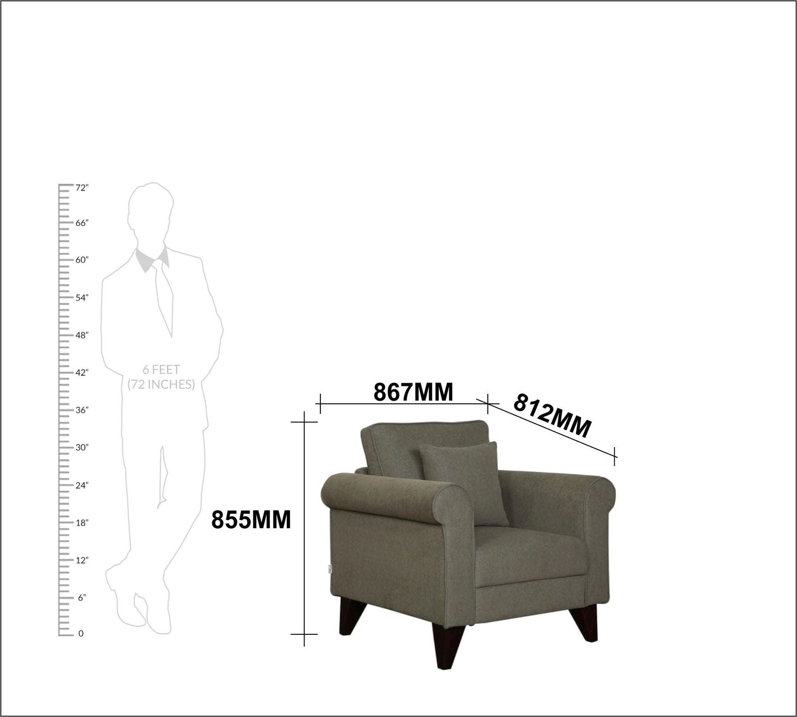 Fully Cushioned Lounge Chair with Cushion for Living Room -
