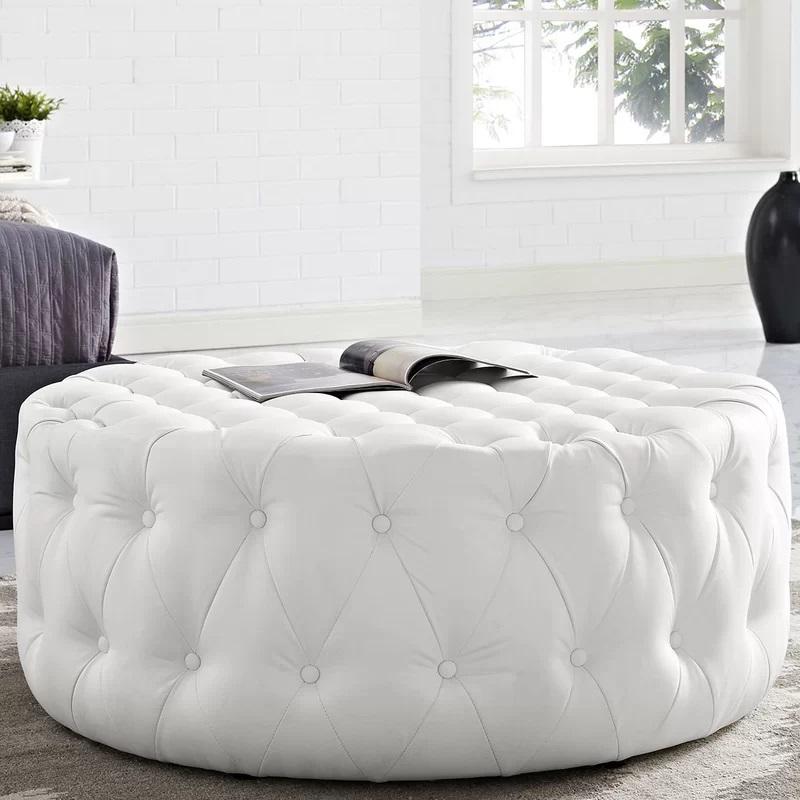 Fully Cushioned Suede Finish Ottoman -