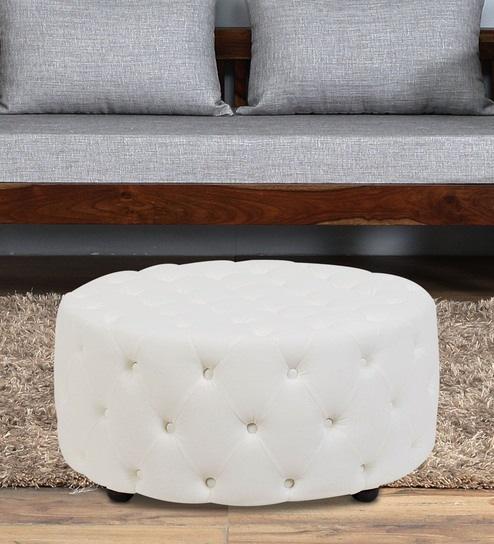 Fully Cushioned Suede Finish Ottoman -