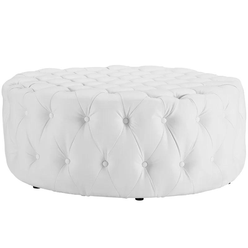 Fully Cushioned Suede Finish Ottoman -