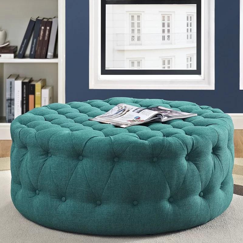 Fully Cushioned Suede Finish Ottoman -