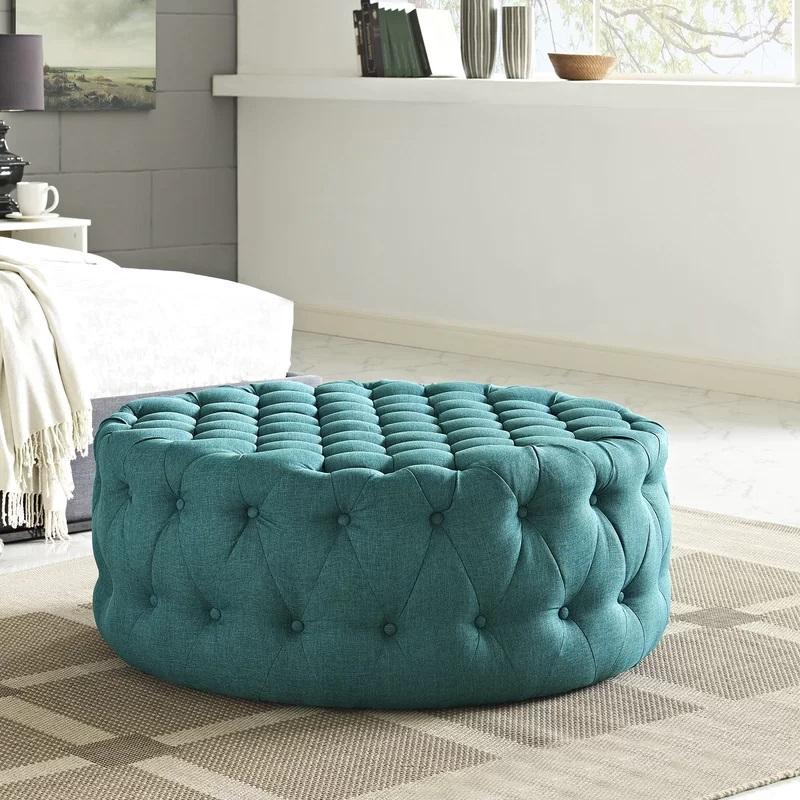 Fully Cushioned Suede Finish Ottoman -