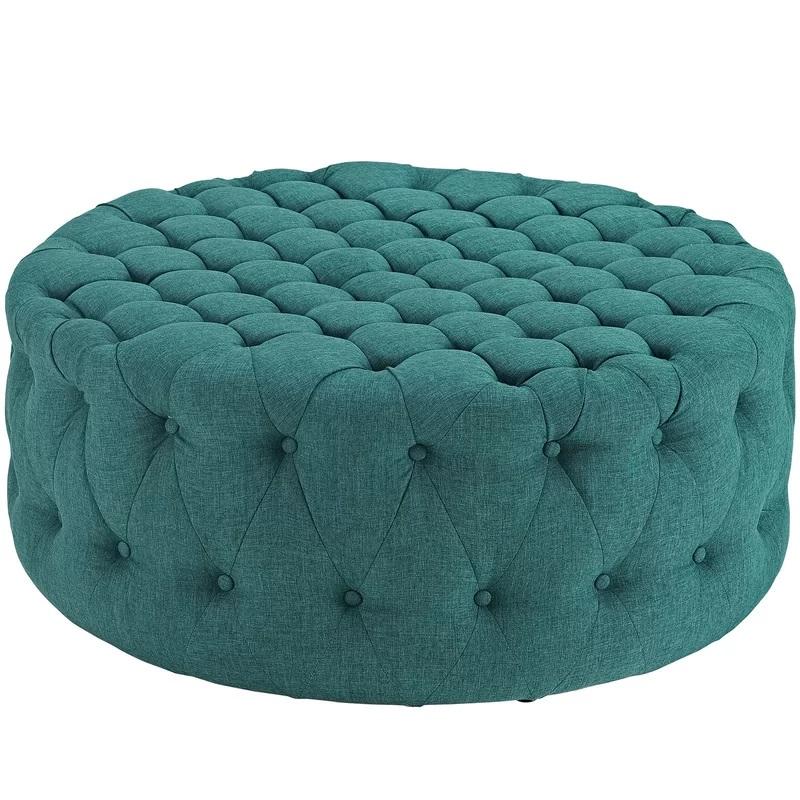 Fully Cushioned Suede Finish Ottoman -