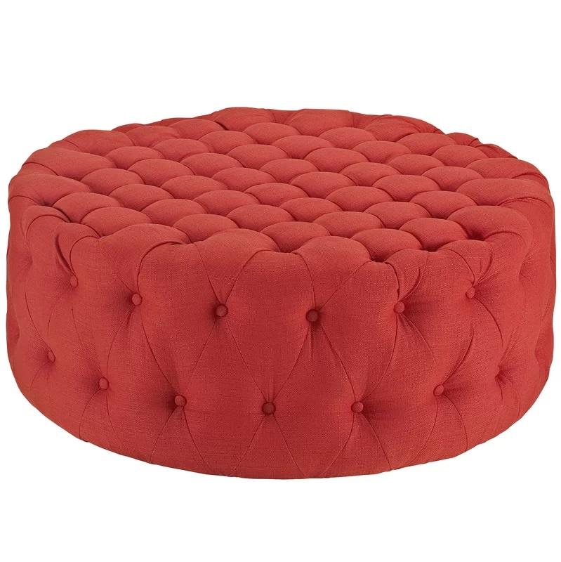 Fully Cushioned Suede Finish Ottoman -