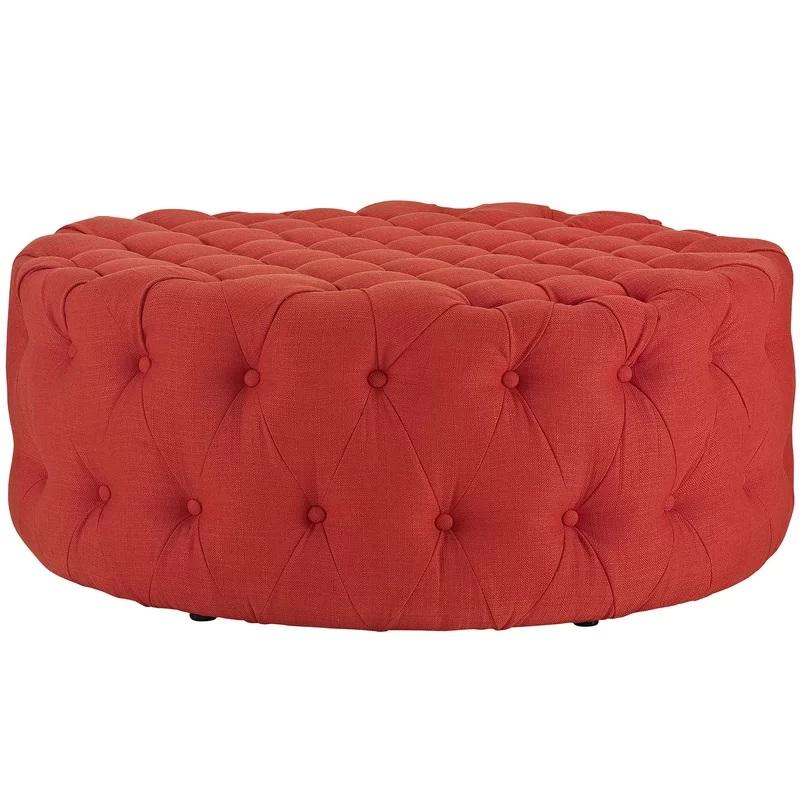 Fully Cushioned Suede Finish Ottoman -