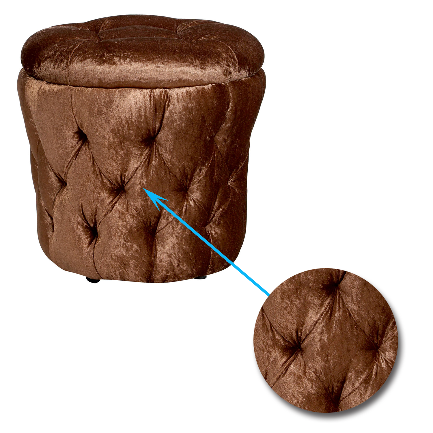 Fully Cushioned Wooden Base Velvet Pouffe with Storage -