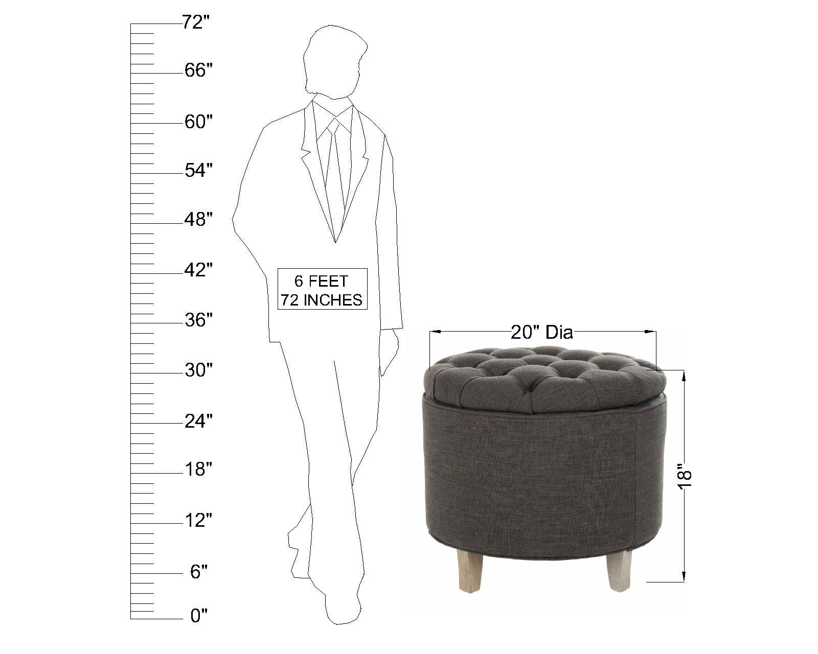 Fully Cushioned Wooden Legs Fabric Pouffe -