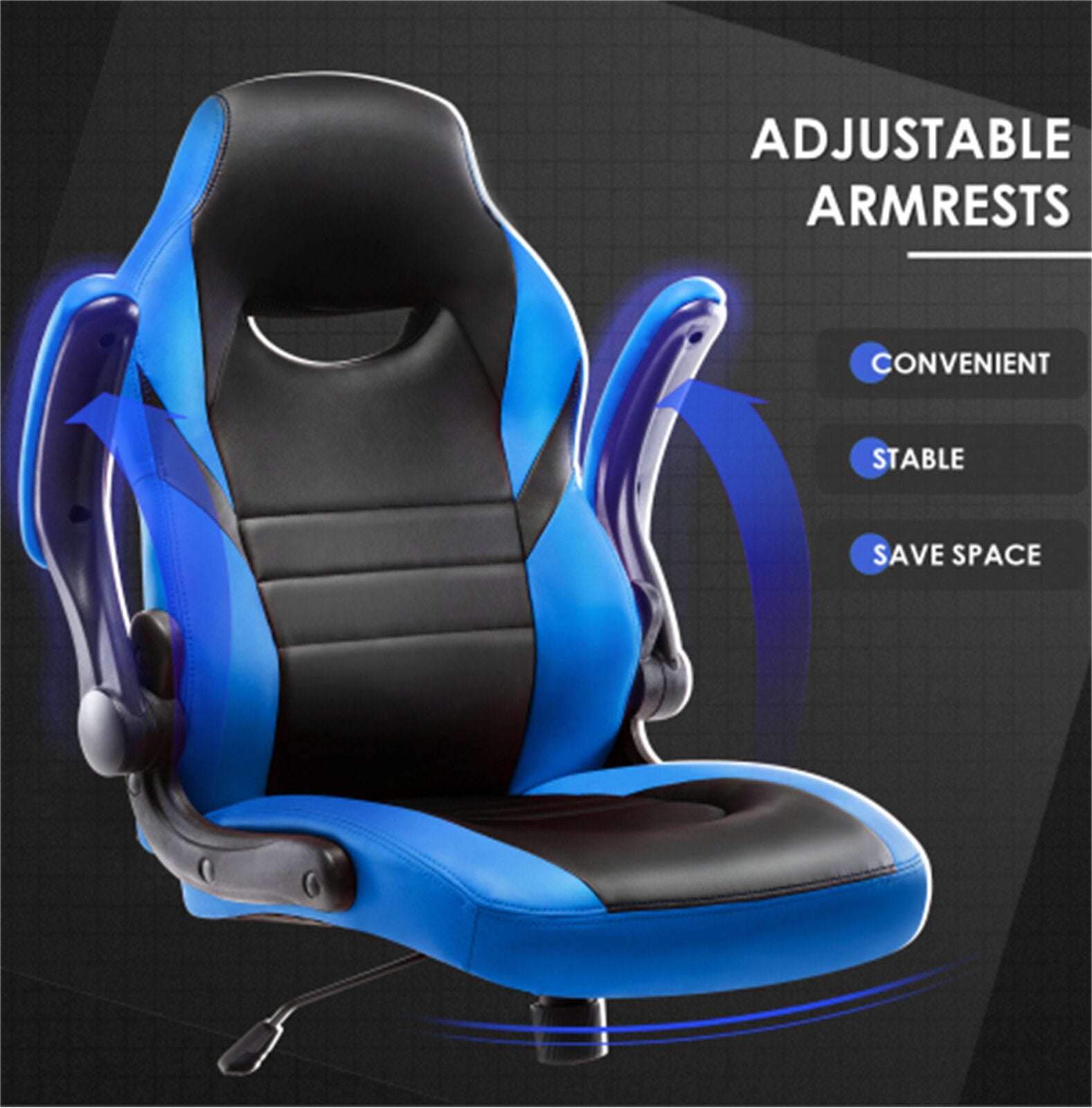 Gaming Chair with Metal Caster Swivel & Wheel Base -