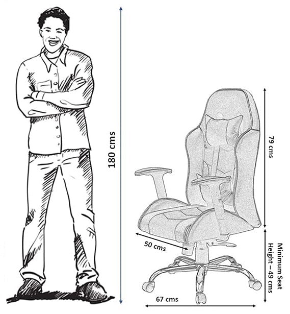Gaming Chair with Metal Caster Swivel & Wheel Base -