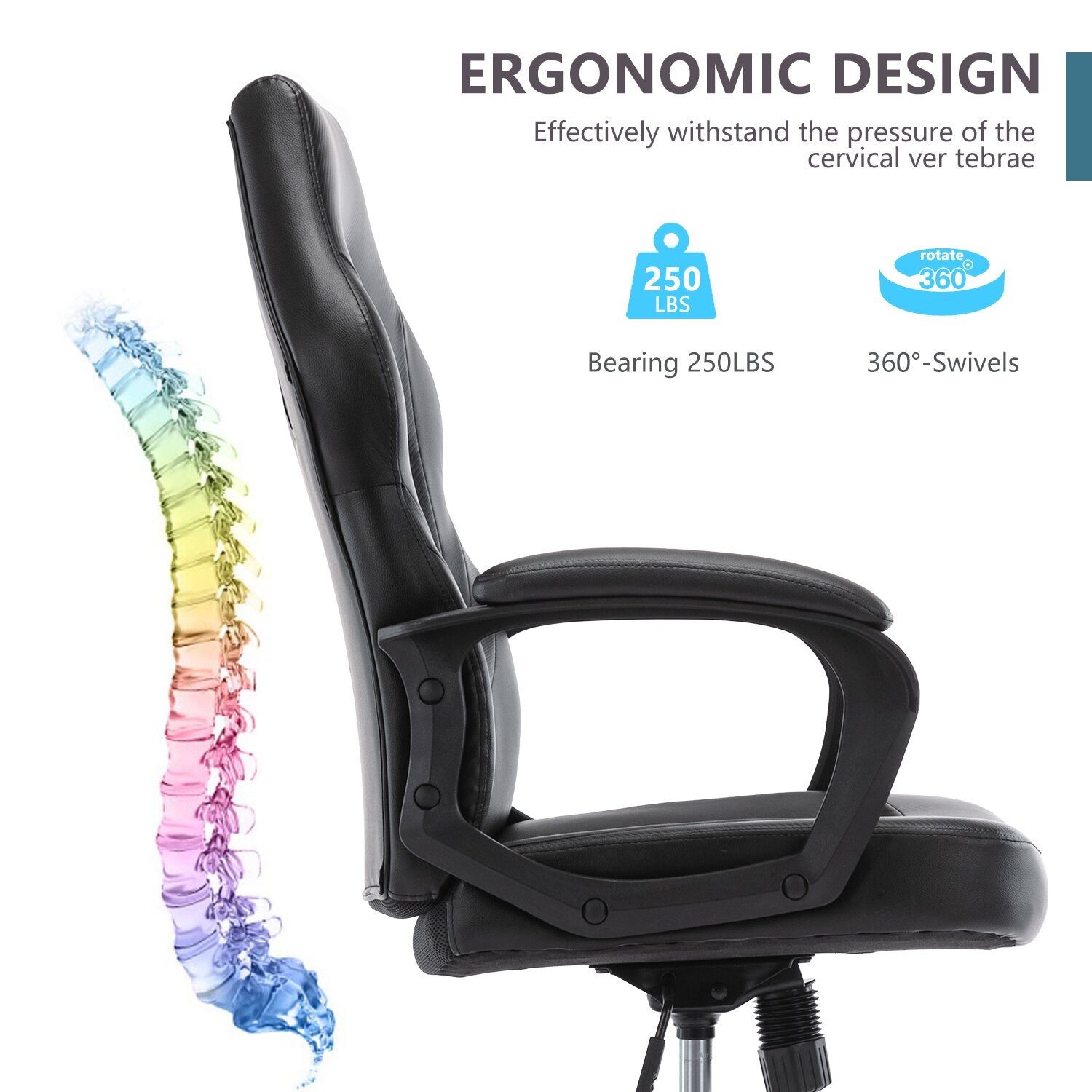 Gaming Chair with Nylon Caster Swivel & Wheel Base -