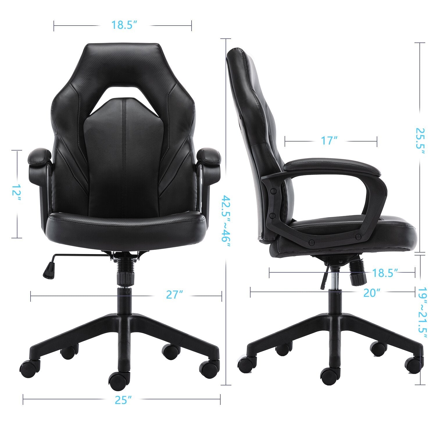 Gaming Chair with Nylon Caster Swivel & Wheel Base -
