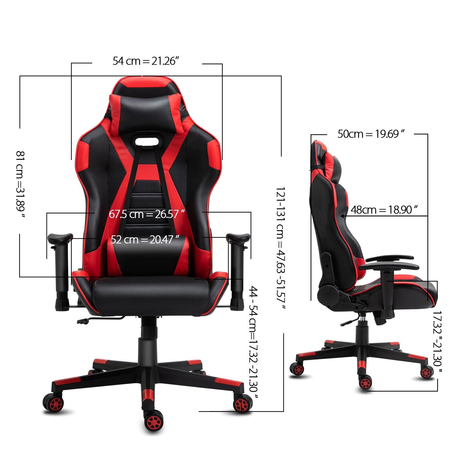 Gaming Chair with Nylon Caster Swivel & Wheel Base -