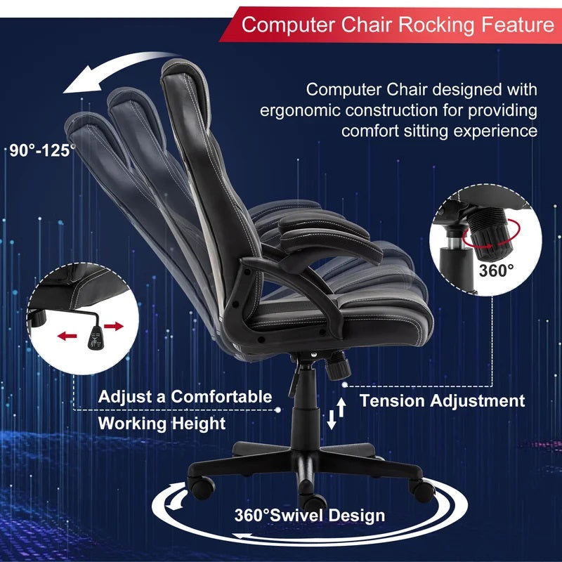 Gaming Chair with Nylon Caster Swivel & Wheel Base -