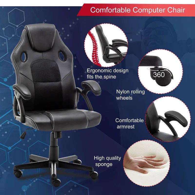Gaming Chair with Nylon Caster Swivel & Wheel Base -