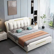 King Size Bed with Upholstered Soft Headboard, Strong Wooden Frame & Storage Options – Luxurious Leatherette Finish
