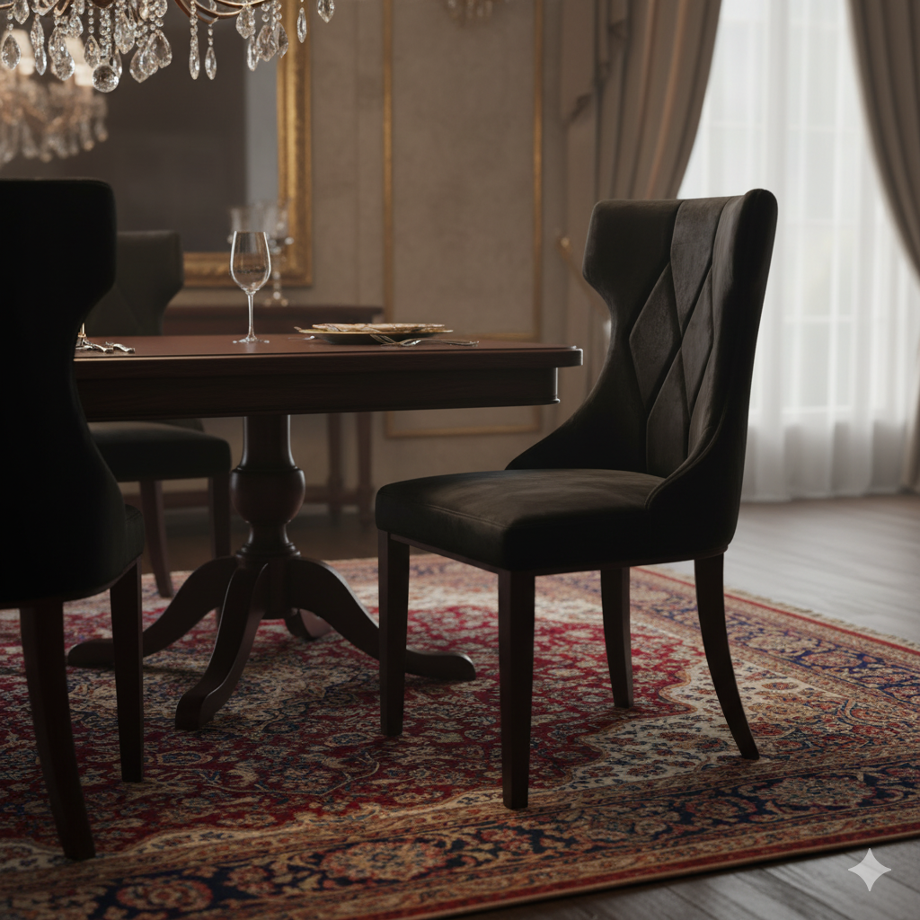 সলিড কাঠের ফ্রেমের পায়ের বেসে ডাইনিং চেয়ার