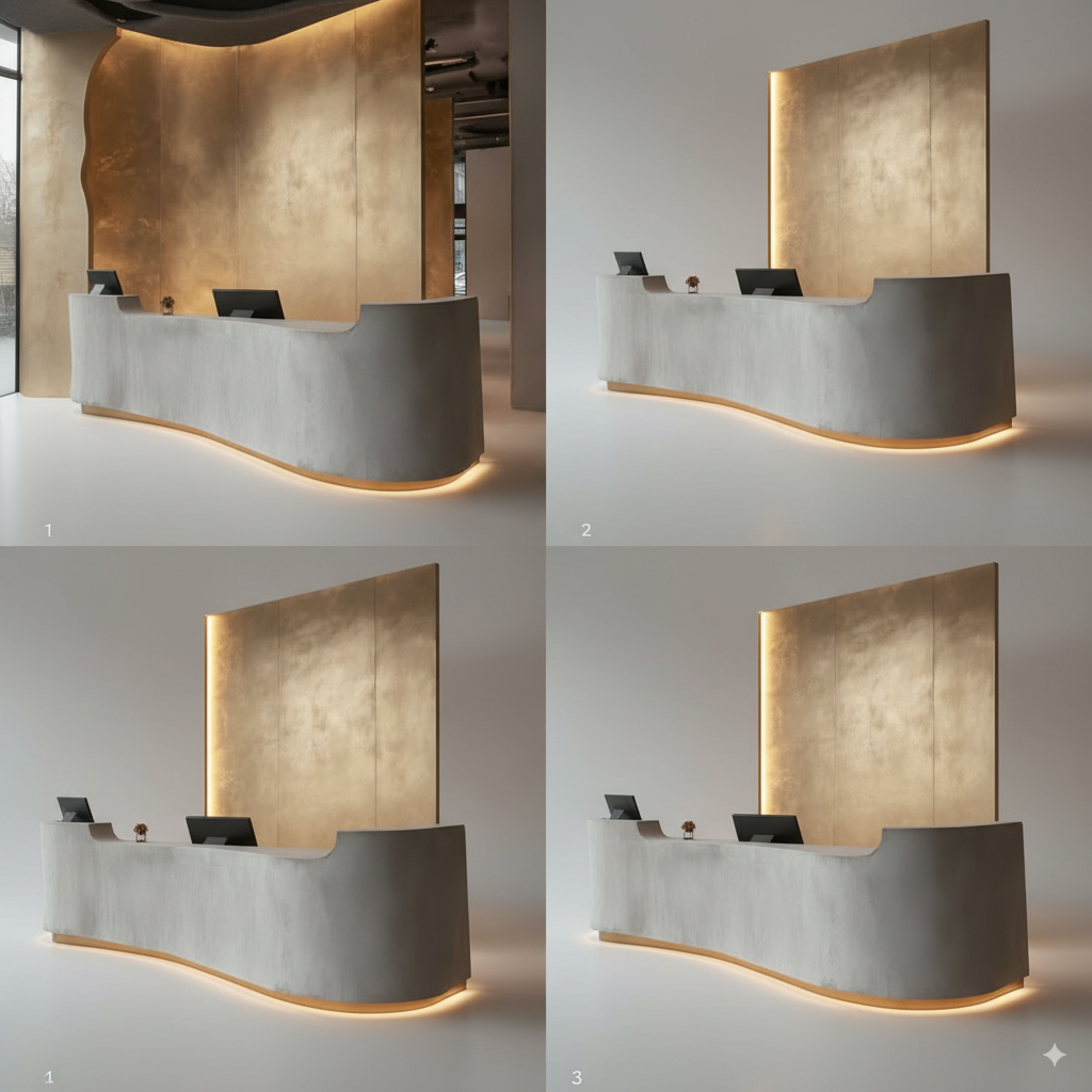 Luxury Reception Table for Office Counter Modern Made in MDF/Plyboard with Drawers Openable Shutter & CPU Space
