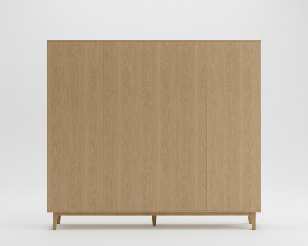 Office Library Wall Unit with Dual Glass-Front Display Towers, Open Media Shelving, and Six-Door Lower Storage Console in Premium
