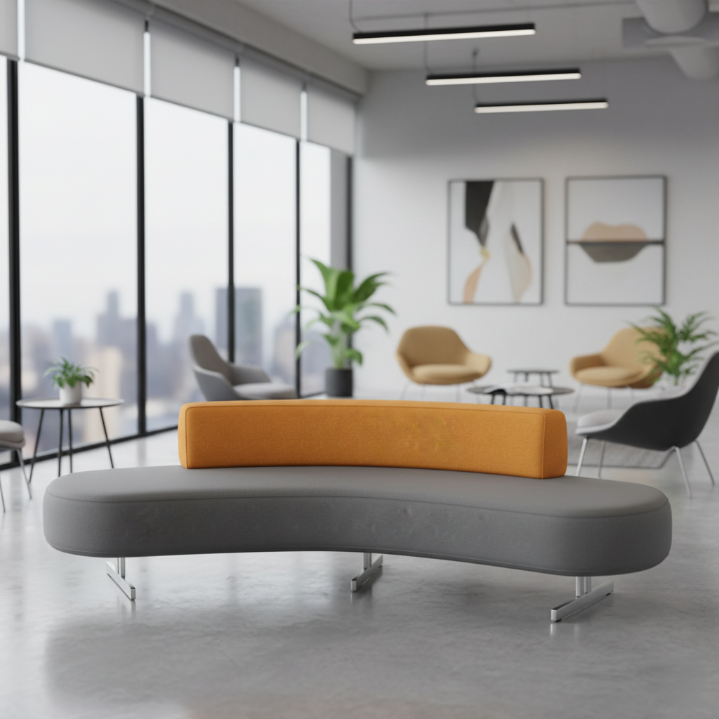 Couch Sofa Bed For Office Furniture Premium Upholstery Durable Design for Living Room and Office -Grey and orange