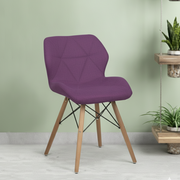 Cafe Chair in Wooden Legs Base Leatherette