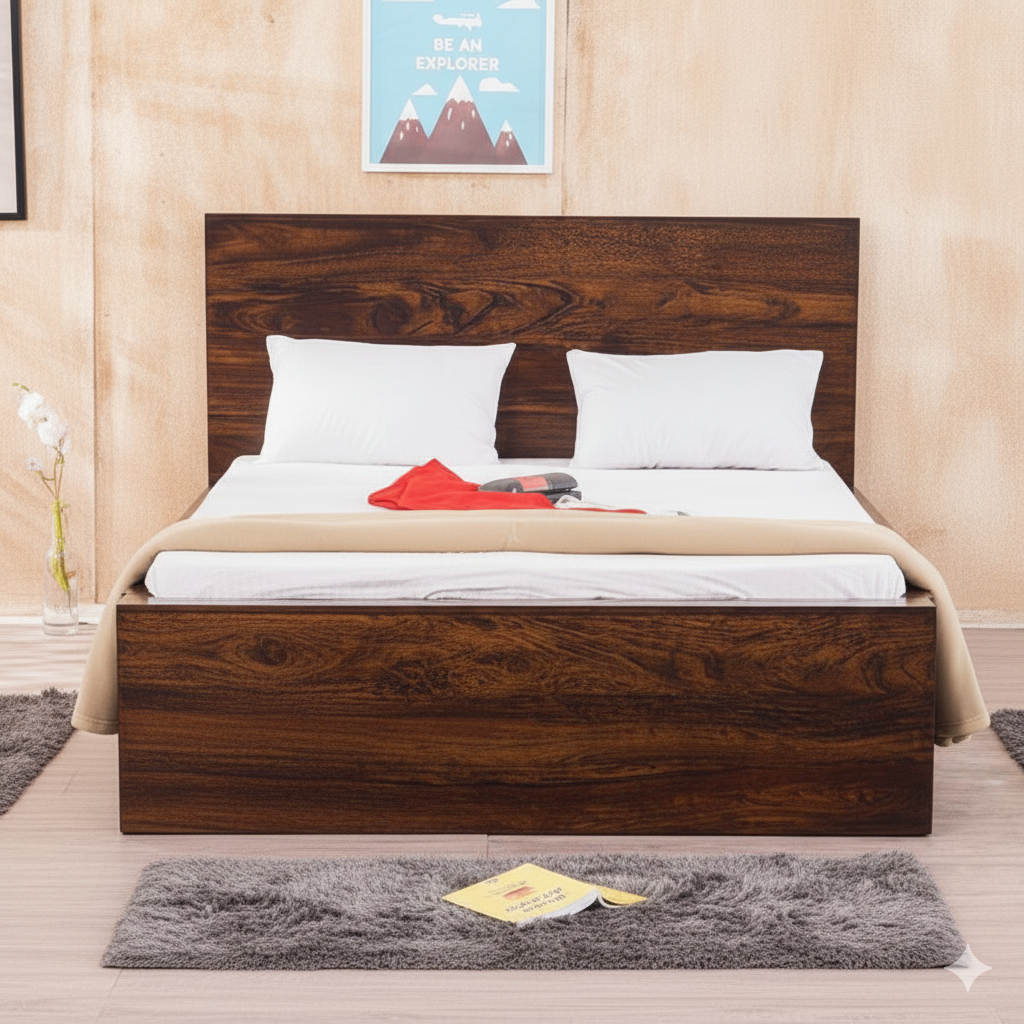 King Size Wooden Bed High-Quality Solid Wood Frame Hydraulic Storage Stylish, Spacious & Modern Design Sturdy, Durable & Superior Comfort