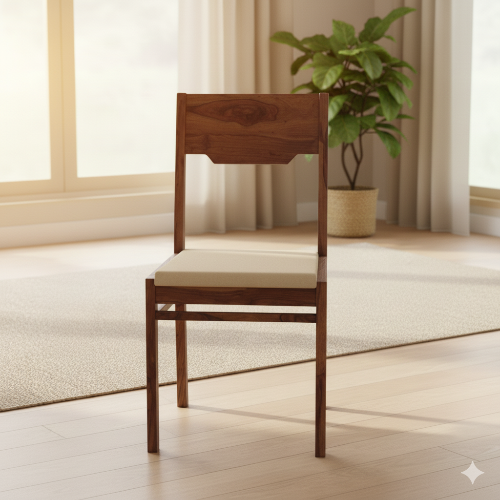 কাঠের ফ্রেম বেস সহ ডাইনিং চেয়ার