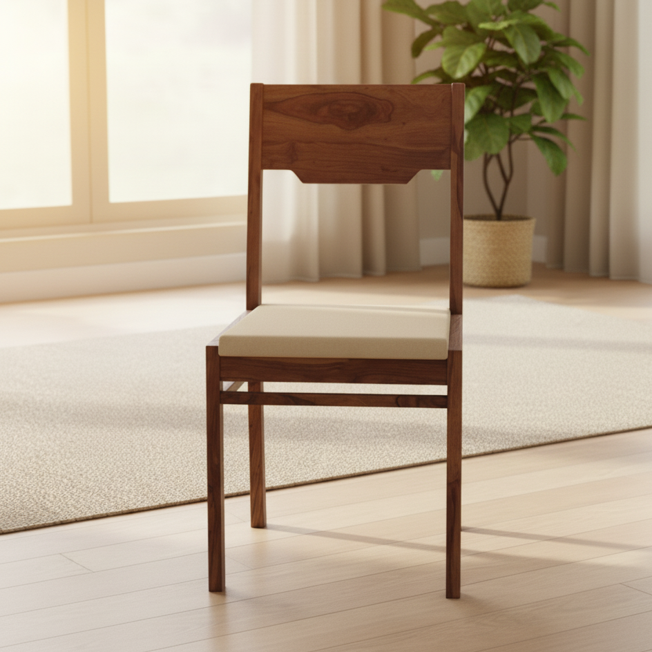 Solid Wood Dining Chair with Cushioned Seat - Elegant & Sturdy Home Furniture