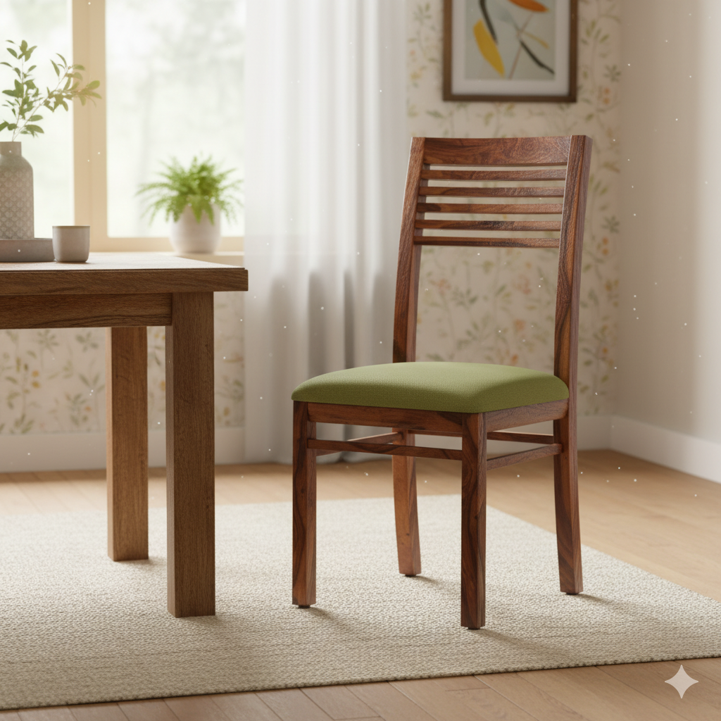 কাঠের ফ্রেম বেস সহ ডাইনিং চেয়ার