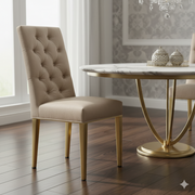 Elegant Tufted Velvet Dining Chair with Gold Legs - Luxurious Home Furniture Seating
