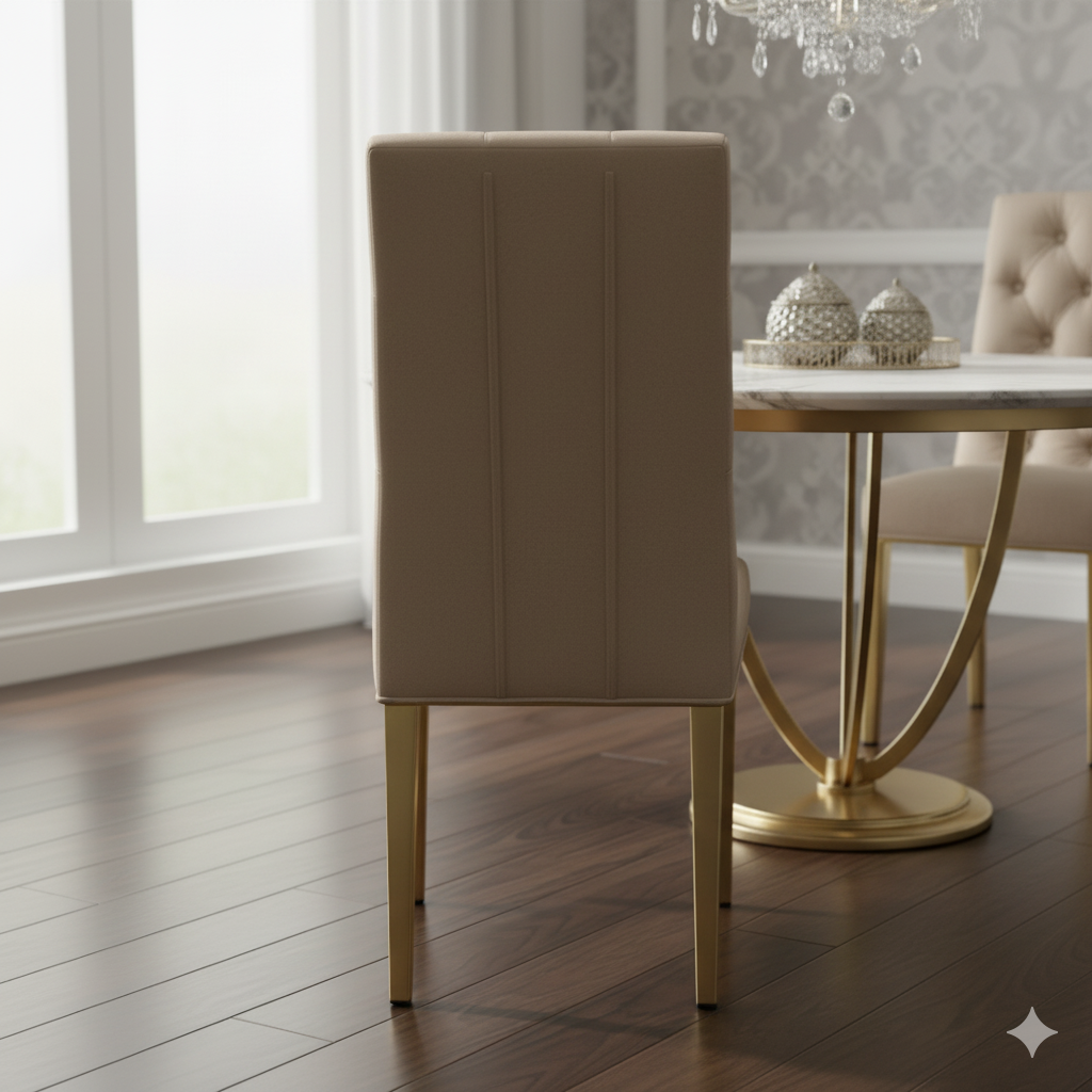 Elegant Tufted Velvet Dining Chair with Gold Legs - Luxurious Home Furniture Seating