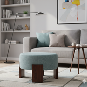 প্রিমিয়াম রাউন্ড, মার্জিত সিটিং, কমপ্যাক্ট এবং ডেকোরেটিভ অ্যাকসেন্ট পিস সহ অটোমান ফর হোম