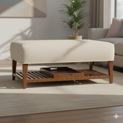 ফ্যাব্রিক গৃহসজ্জার সামগ্রী এবং কাঠের বেসে অটোমান