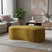 কাপড়ের আসবাবপত্র এবং কাঠের বেসে স্টোরেজ সহ অটোমান