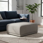 ফ্যাব্রিক গৃহসজ্জার সামগ্রী এবং কাঠের বেসে অটোমান