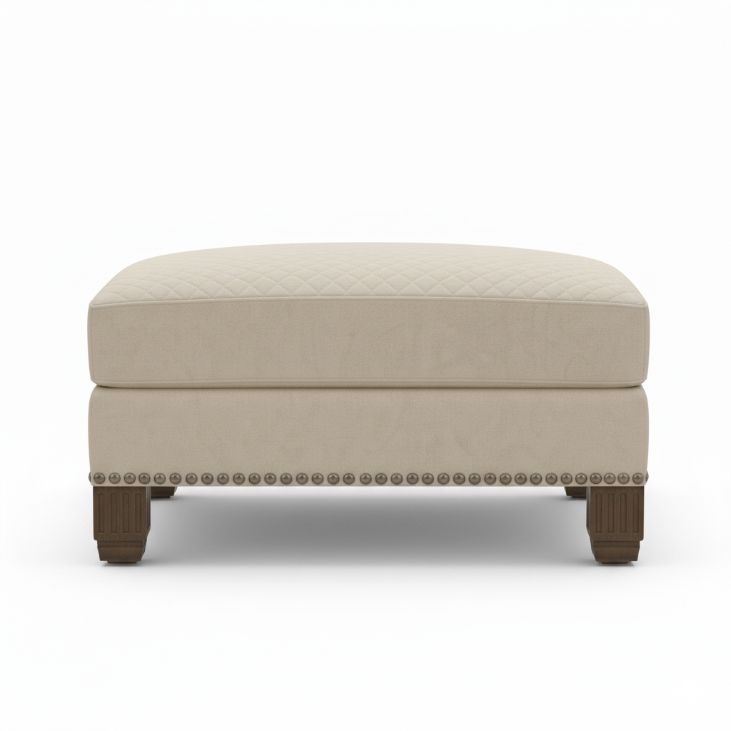 ফ্যাব্রিক গৃহসজ্জার সামগ্রী এবং কাঠের বেসে অটোমান