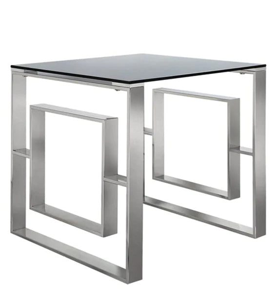 Glass Side Table with Metal Frame -