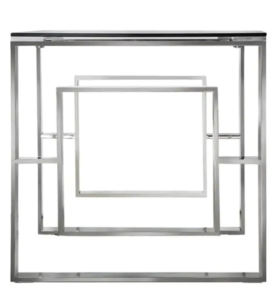 Glass Side Table with Metal Frame -