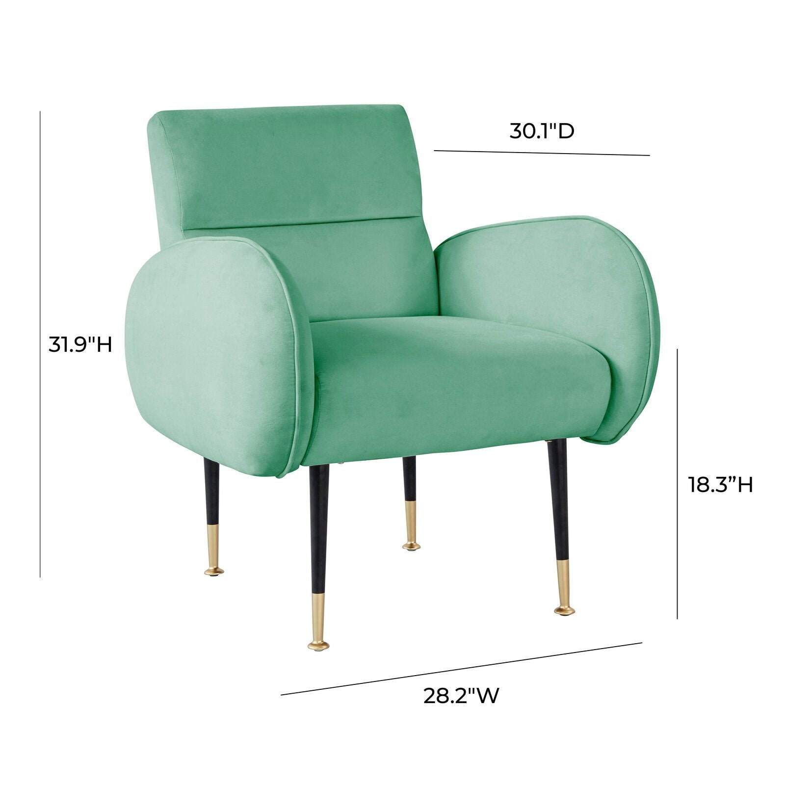 Green Accent Chair Upholstered In Velvet -