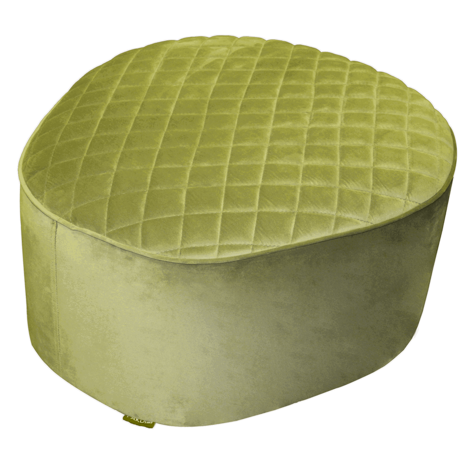 Green Fabric Upholstery & Wooden Base Ottoman -