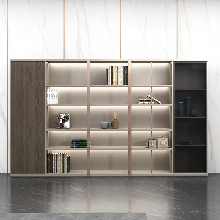 Premium display and storage cabinet crafted with open shelving, concealed compartments, and modern aesthetics for sophisticated home and office organization.