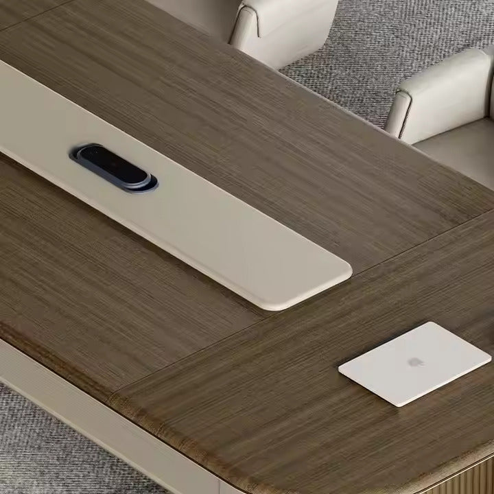 Conference Table for Office Furniture Oval-shape Premium High Quality Made in Plywood with Veneer & Wire Manager
