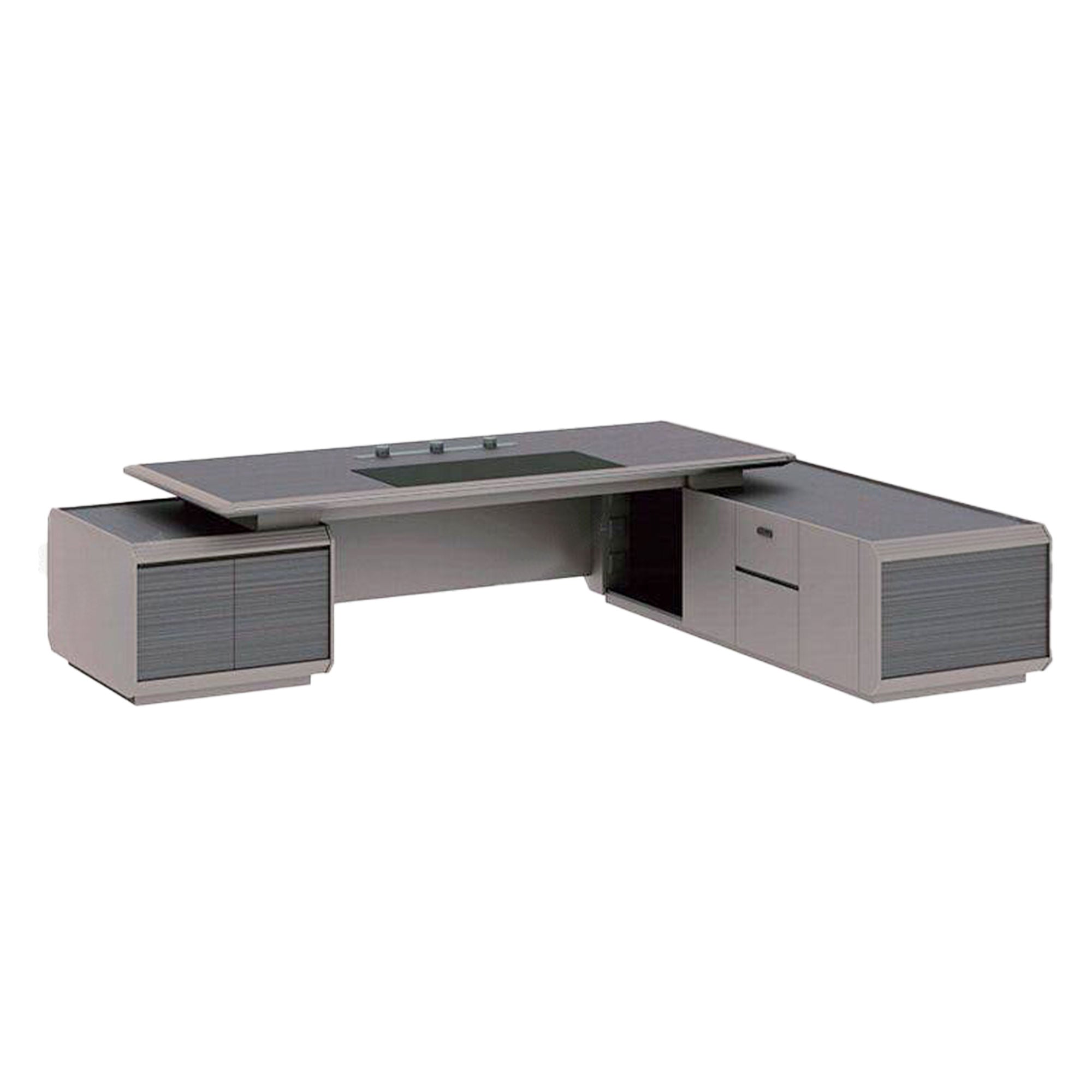 Modern Director Office Table with Side Credenza Storage | Luxury Executive Desk for CEO Cabin, Corporate Office & Workspace