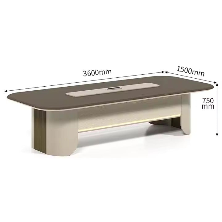 Conference Table for Office Furniture Oval-shape Premium High Quality Made in Plywood with Veneer & Wire Manager