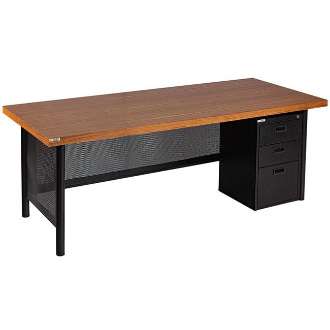 Executive Table with Drawer Pedestal & Metal Base