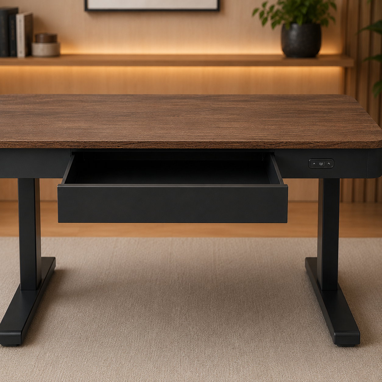 Electric Height Adjustable Study And Computer Table with Storage Drawer, Sit Stand Office Desk for Home Office, Work From Home, Students
