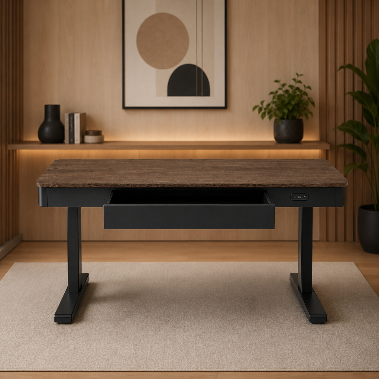 Electric Height Adjustable Study And Computer Table with Storage Drawer, Sit Stand Office Desk for Home Office, Work From Home, Students