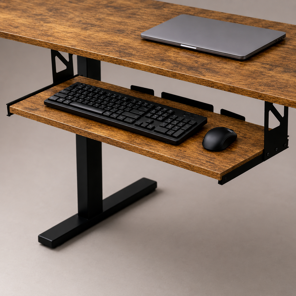 Study Desk with Pull-Out Keyboard Tray | Adjustable Computer Workstation for Home Office, Students, Professionals