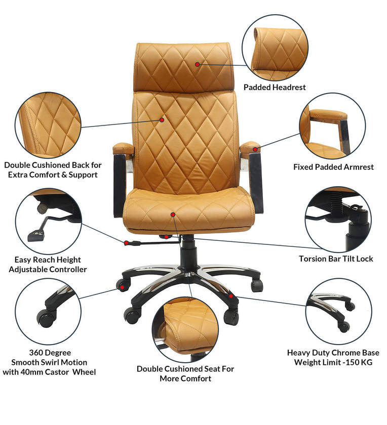 High Back DIrector Office Chair with Chrome Base -