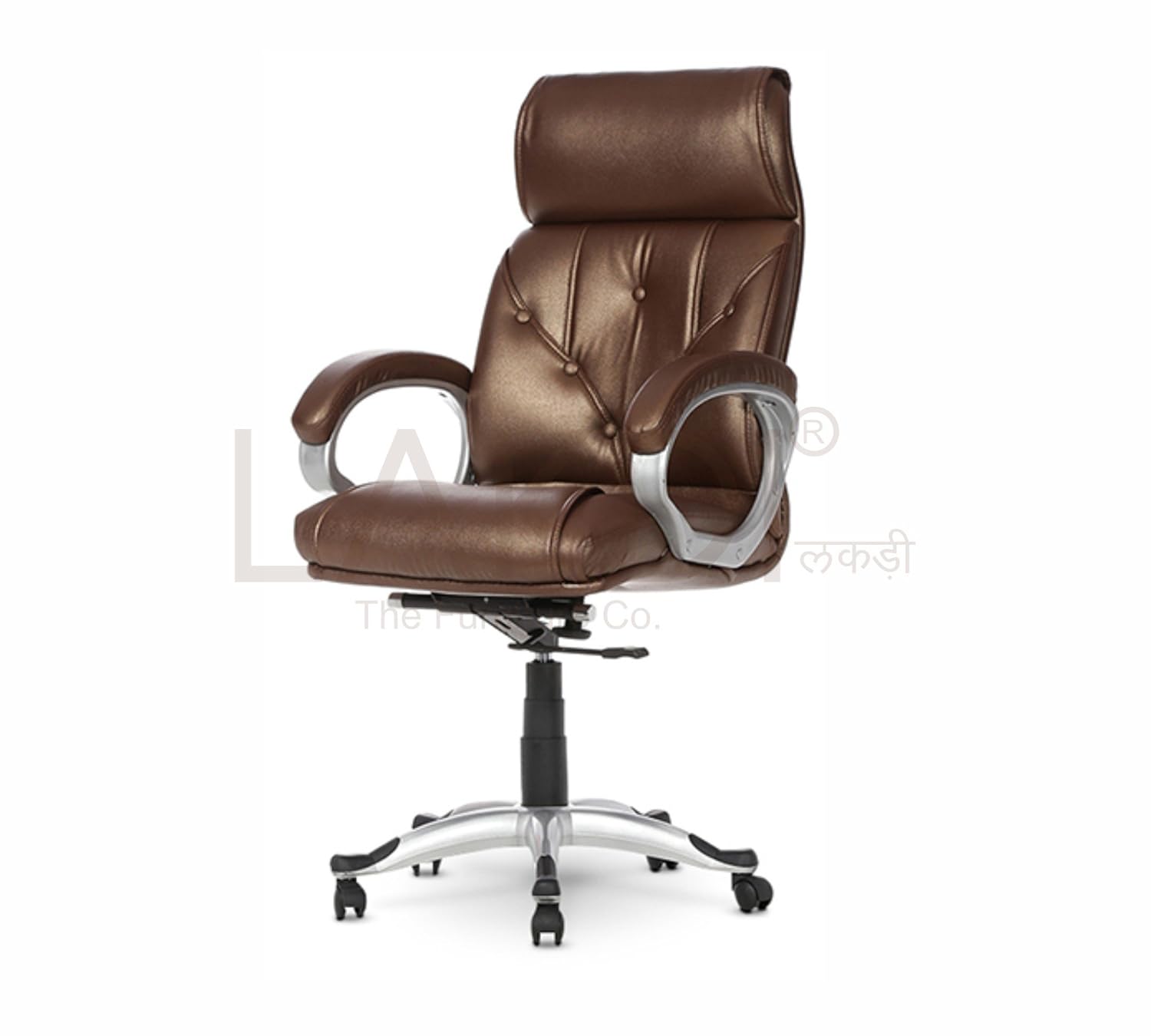 High Back Director Chair Leatherette with Height Adjustable Aluminum Base Office Chair -
